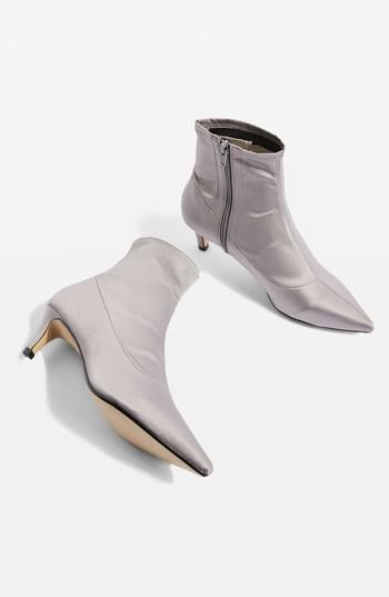 Women's Topshop Bon Bon Satin Sock Bootie .5us / 36eu - Grey