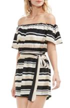 Women's Vince Camuto Kalai Stripe Off The Shoulder Romper - Black