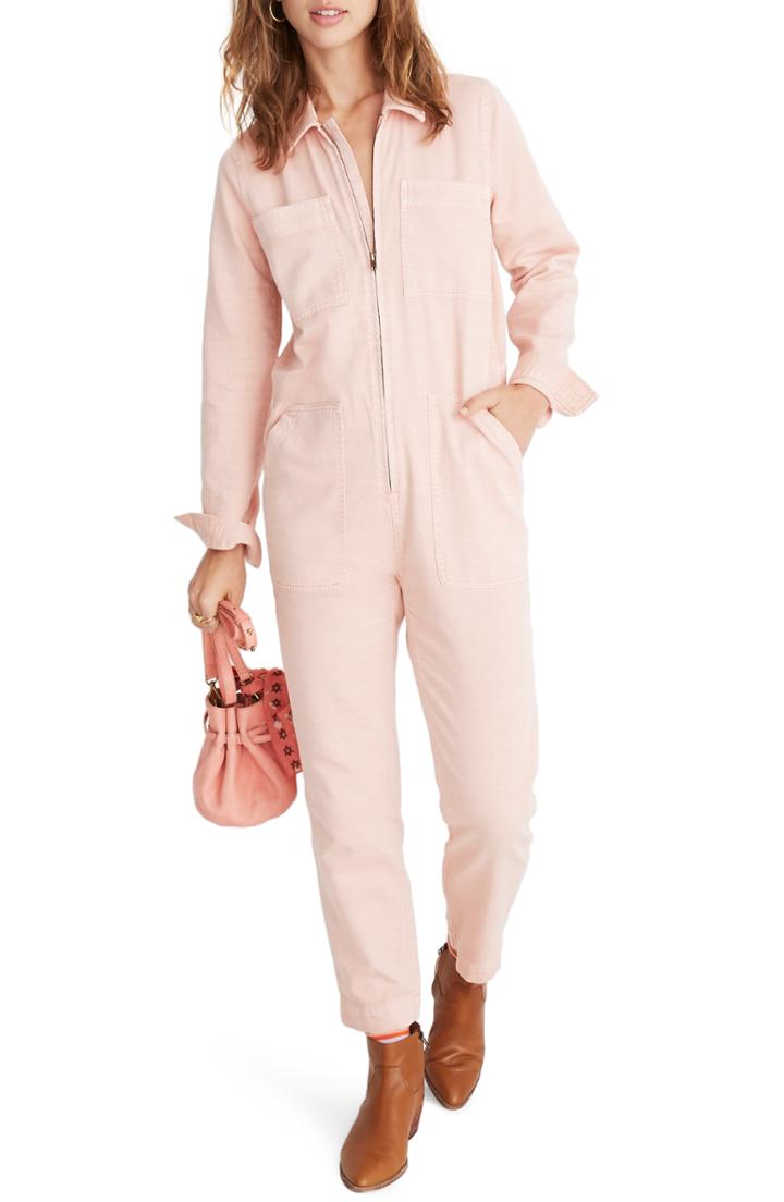 Women's Madewell Zip Front Coverall Jumpsuit, Size - Pink