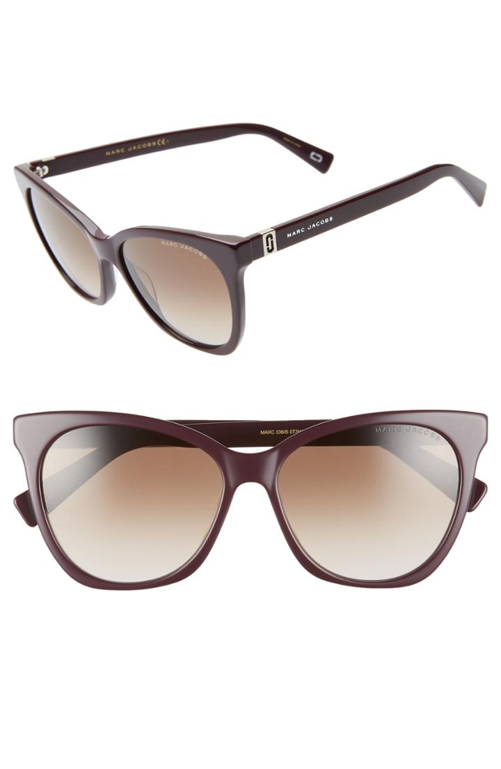 Women's Marc Jacobs 56mm Cat Eye Sunglasses - Plum