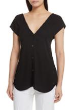 Women's Theory Convertible Neck Silk Georgette Top - Black