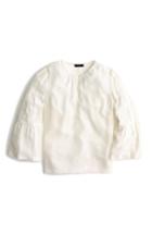Women's J.crew Embroidered Bell Sleeve Silk Top - Ivory
