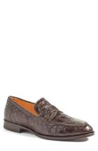 Men's Zelli 'roma' Genuine Crocodile Penny Loafer .5 M - Brown