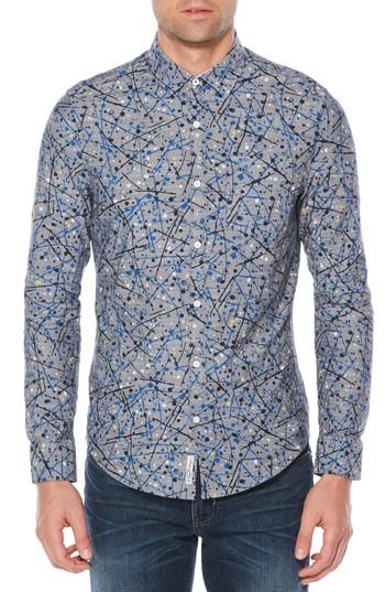 Men's Original Penguin Splatter Print Shirt - Blue