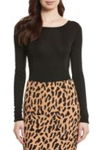 Women's Diane Von Furstenberg Boat Neck Bodysuit, Size - Black