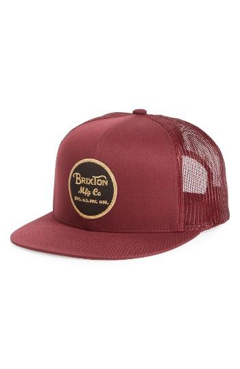 Men's Brixton Wheeler Mesh Snapback Cap - Red