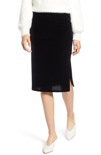Women's Halogen Velvet Pencil Skirt, Size - Black