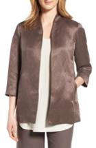 Petite Women's Eileen Fisher Organic Linen & Silk Jacket, Size P - Brown