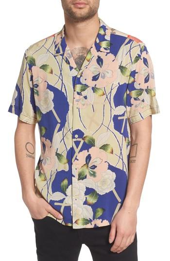 Men's Allsaints Fuyugi Regular Fit Short Sleeve Sport Shirt - Blue