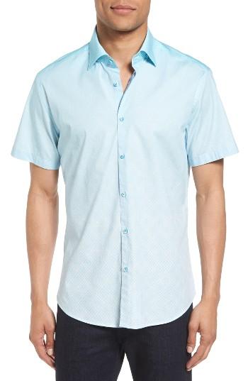 Men's Stone Rose Gradient Diamond Geo Print Sport Shirt