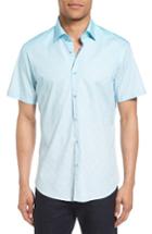 Men's Stone Rose Gradient Diamond Geo Print Sport Shirt