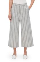 Women's Lafayette 148 New York Fulton Elixir Stripe Crop Wide Leg Pants - Grey