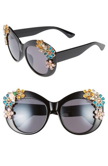 Women's Leith 55mm Floral Embellished Cat Eye Sunglasses -