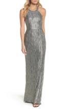 Women's Adrianna Papell Embellished Crinkle Jersey Halter Gown
