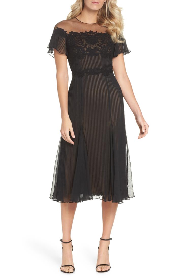 Women's Tadashi Shoji Lace & Chiffon A-line Dress
