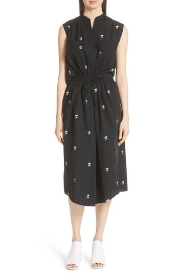 Women's Vince Micro Floral Utility Dress - Black