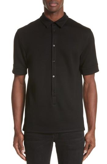 Men's Helmut Lang Elongated Placket Polo - Black