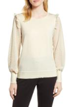 Women's Cece Swiss Dot Sleeve Sweater, Size - White