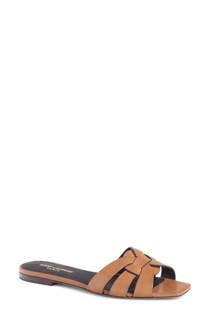 Women's Saint Laurent Tribute Slide Sandal .5us / 35.5eu - Brown