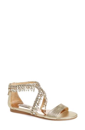 Women's Badgley Mischka Tristen Crystal Sandal .5 M - Metallic