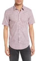Men's Boss Robbie Sharp Fit Micro Pattern Sport Shirt - Burgundy