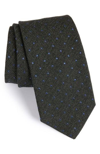 Men's Eton Dot Cotton, Silk & Wool Tie, Size - Green