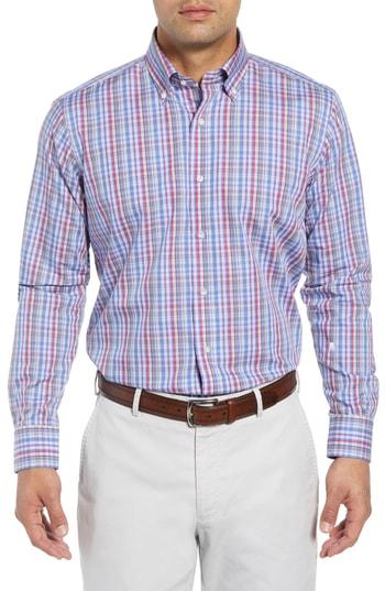 Men's Peter Millar Collection Fika Regular Fit Plaid Sport Shirt - Purple