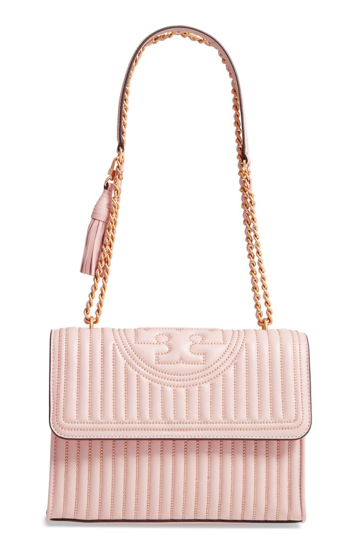 Tory Burch Fleming Mini Stud Leather Convertible Shoulder Bag - Pink