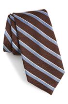 Men's Calibrate Fillmore Stripe Silk Tie, Size - Brown