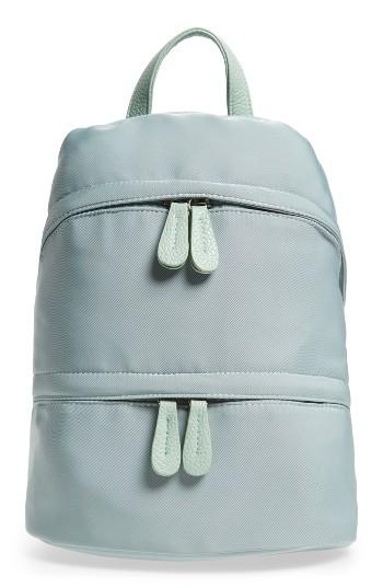 Street Level Faux Leather Trim Zip Backpack - Green