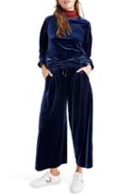 Women's Madewell Huston Stretch Velvet Crop Pants - Blue