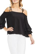 Women's Vince Camuto Cold Shoulder Ruffle Sleeve Top, Size - Black