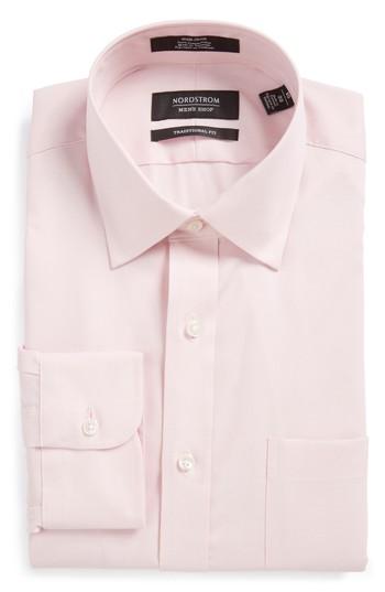 Men's Nordstrom Men's Shop Traditional Fit Non-iron Solid Dress Shirt - 35 - Pink