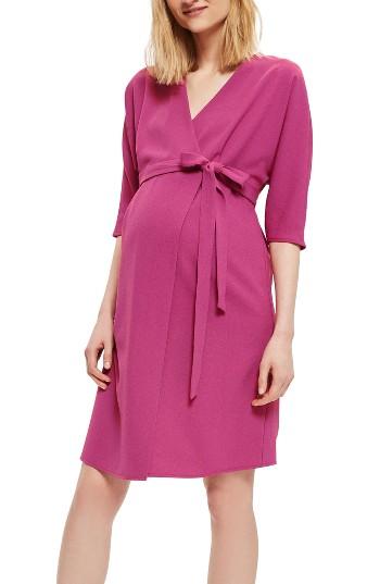 Women's Topshop Dolman Wrap Maternity Dress Us (fits Like 0-2) - Pink