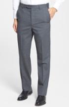 Men's Berle Self Sizer Waist Flat Front Wool Trousers X 34 - Grey