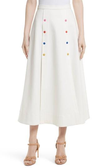 Women's Saloni Candy Stretch Cotton Midi Skirt - White