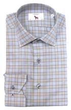 Men's Lorenzo Uomo Trim Fit Box Check Dress Shirt .5 - 34 - Beige