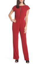 Women's Charles Henry Lace Inset Jumpsuit, Size - Red