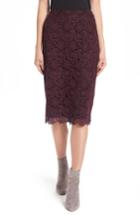 Petite Women's Halogen Lace Pencil Skirt P - Burgundy
