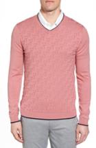 Men's Ted Baker London Armstro Tipped Golf Tee Sweater (l) - Pink