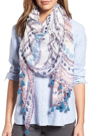 Women's Hinge Tropical Daydream Tassel Scarf, Size - Blue