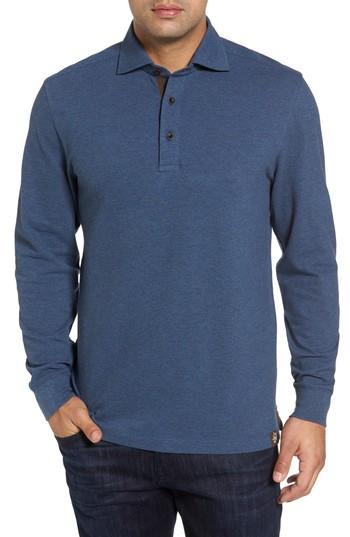 Men's Thaddeus Perry Long Sleeve Polo, Size - Blue