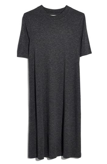 Women's Madewell Mock Neck Boxy T-shirt Dress, Size - Black