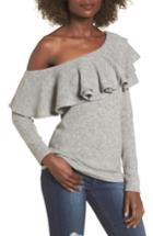 Women's Storee Ruffle One-shoulder Sweater - Grey