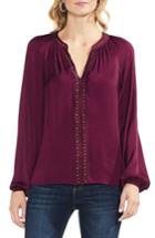 Women's Vince Camuto Stud Detail Hammered Satin Blouse, Size - Red