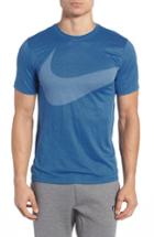 Men's Nike Dry Swoosh Logo Training T-shirt, Size - Blue