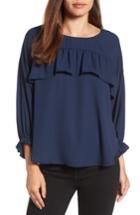 Women's Halogen Ruffle Front Blouse - Blue