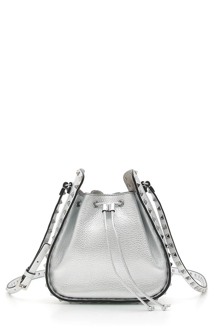 Valentino Garavani Rockstud Metallic Leather Bucket Bag -