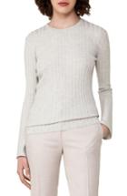 Women's Akris Rib Knit Stretch Cashmere & Silk Top - Grey