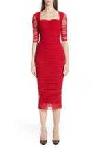 Women's Dolce & Gabbana Ruched Tulle Body-con Dress Us / 42 It - Red